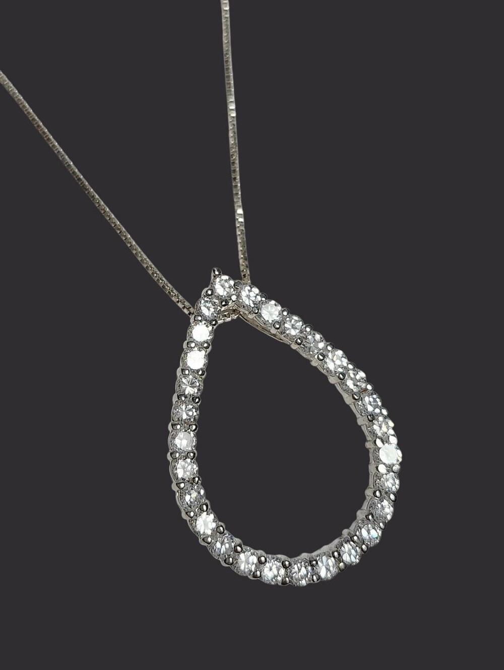 Silver Teardrop Pendant & Chain Necklace 18" - Picture 8 of 8